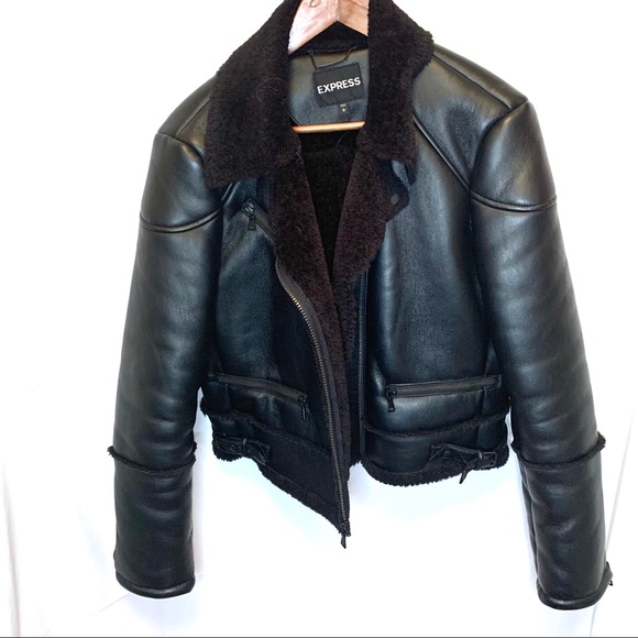 Express Jackets & Blazers - 🔥 HOST PICK🔥 Express faux shearling moto jacket